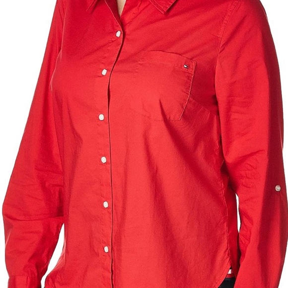 Plus Size Cotton Red Roll-Tab Shirt NWT - Picture 2 of 11